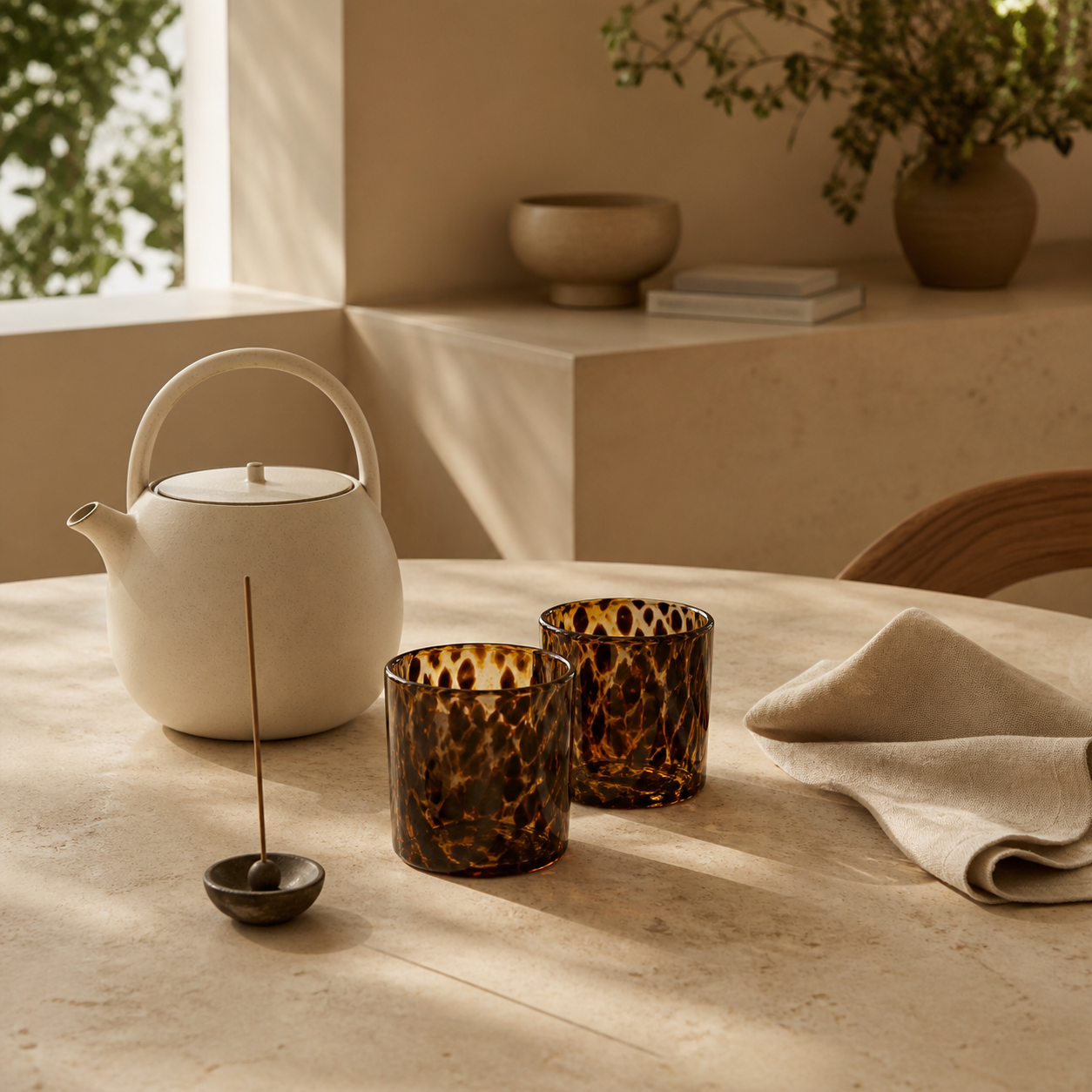 Table et rituels en céramique et verre Maison Morgélia