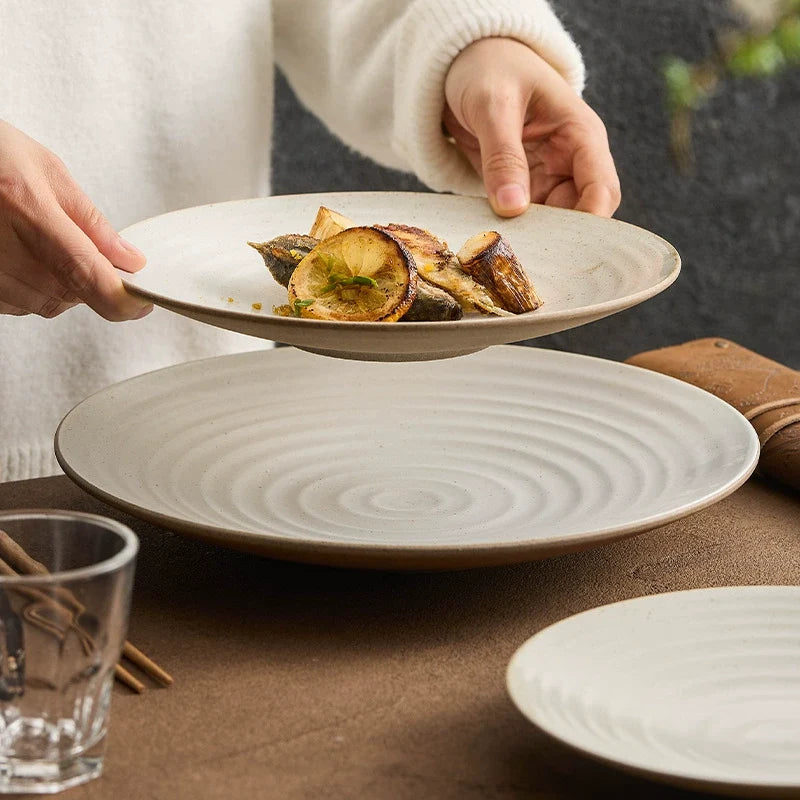 Handcrafted Stoneware Shallow Plate – Modern Pasta or Dinner Dish-2