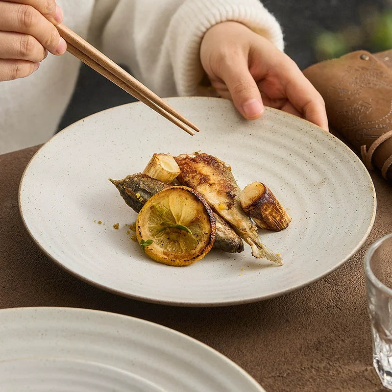 Handcrafted Stoneware Shallow Plate – Modern Pasta or Dinner Dish-0