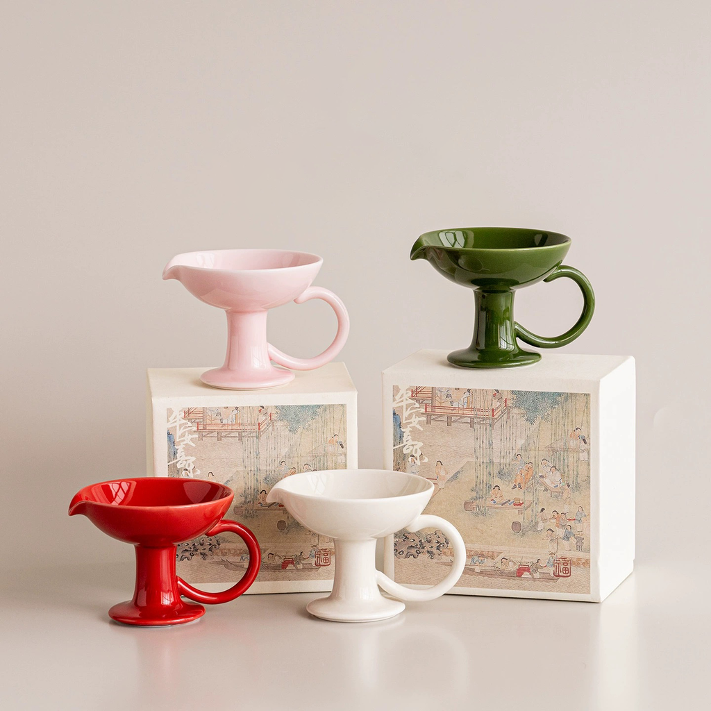 Ceramic Pedestal Candle Holder with Handle – Nordic Style Tealight Stand-0