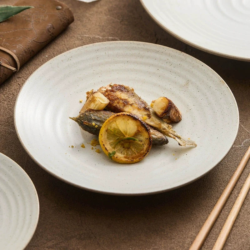 Handcrafted Stoneware Shallow Plate – Modern Pasta or Dinner Dish-1