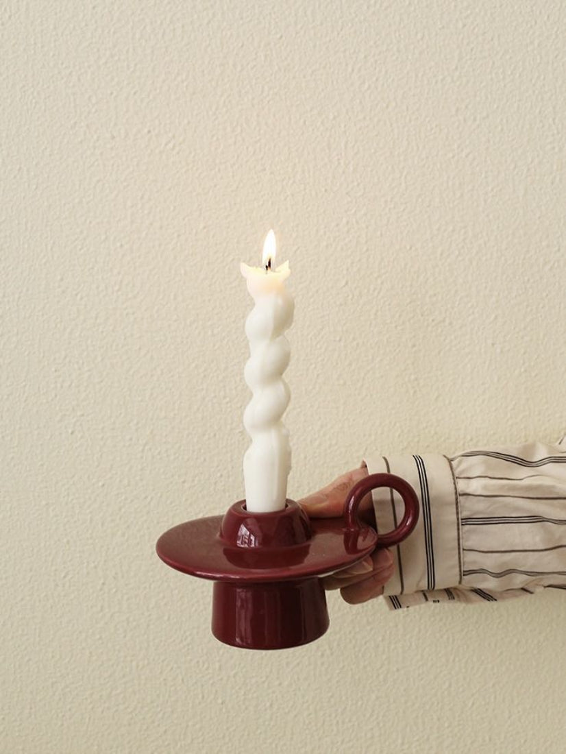 Handmade Ceramic UFO Candle Holder, Retro Table Decor-5