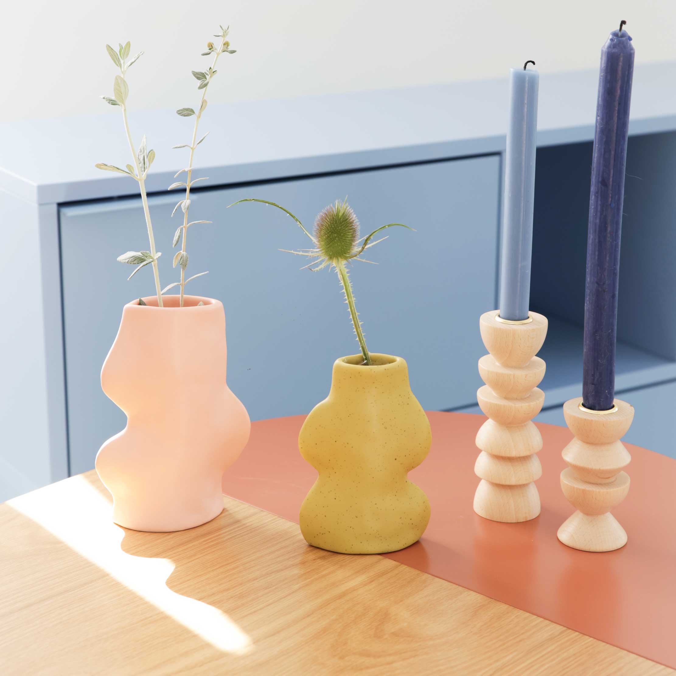 Fluxo Ceramic Vase -  Medium Pink-4