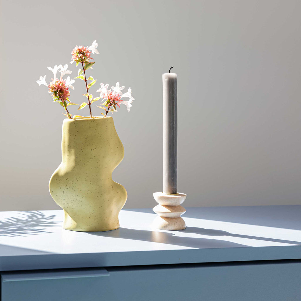 Fluxo Ceramic Vase -  Medium Pistachio Green-1