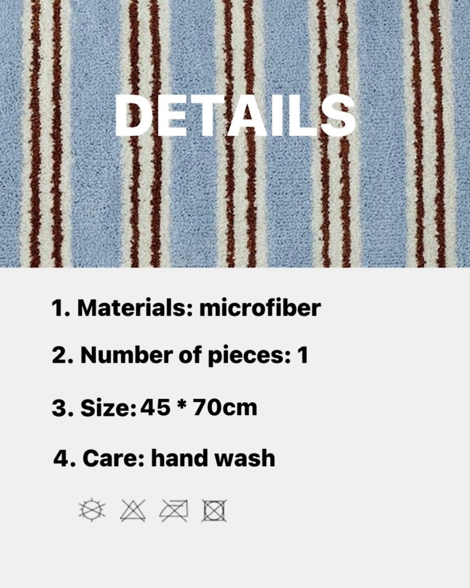 Ultra Soft Retro Blue Stripe Bath Rug, Absorbent Mat-4