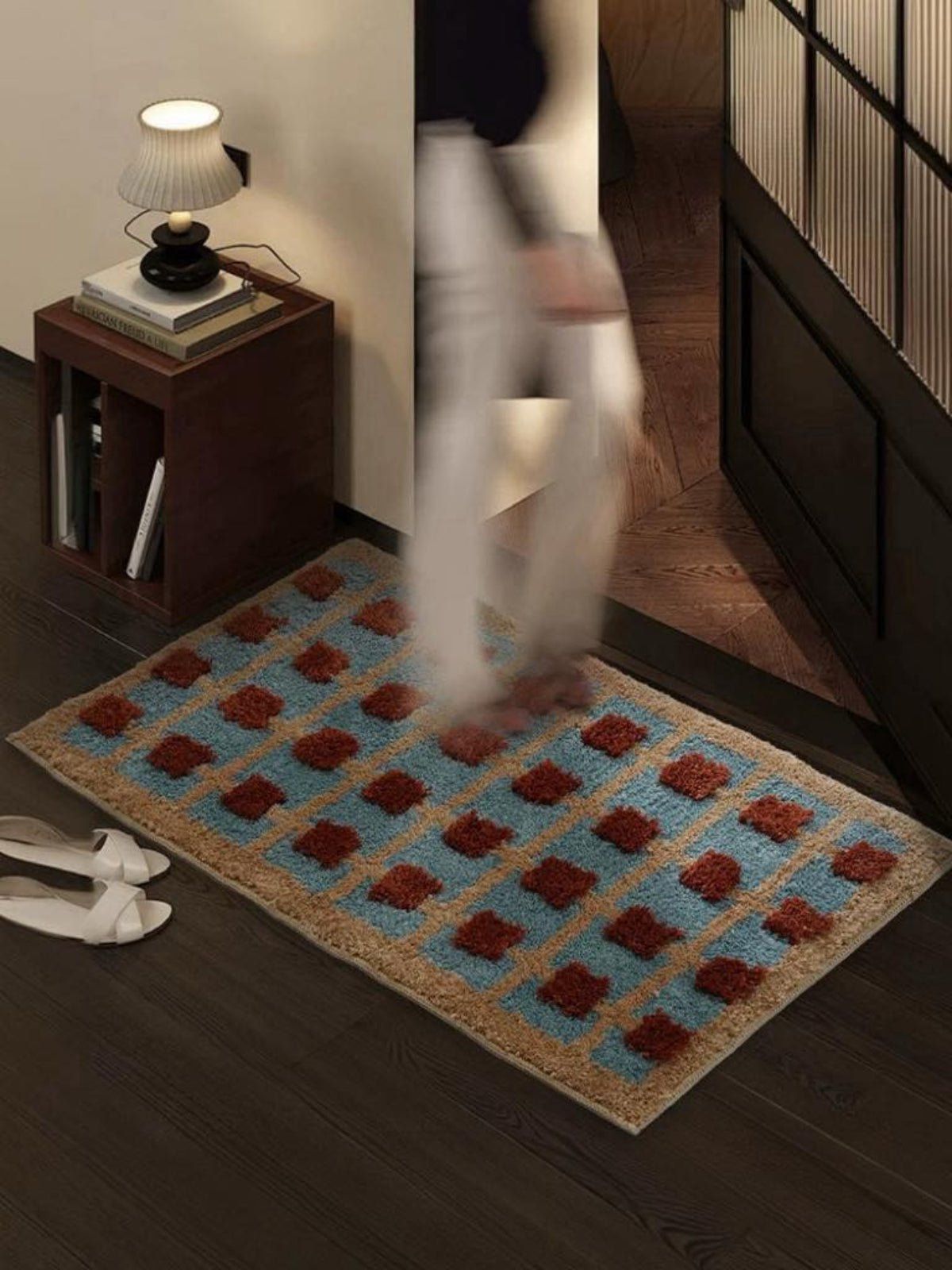 Ultra Soft Retro Whimsical Grid Bath Rug, Machine-washable, Absorbent Mat-2